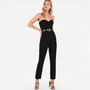 Express Strapless Sweetheart Neck Slant Pockets Stretchy Jumpsuit Black Size 2‎